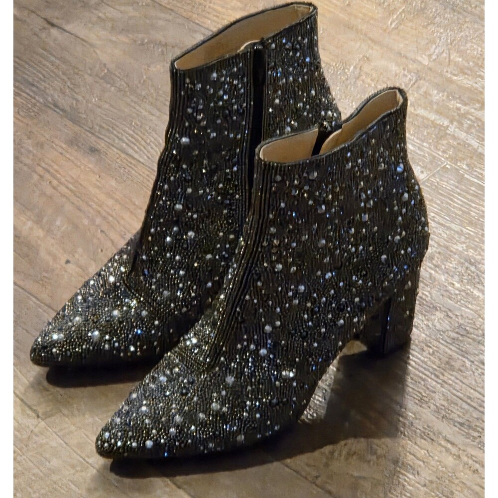 Betsey Johnson Cady Crystal Pavé Booties block heel booties - Size 8 - Picture 9 of 16